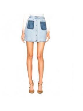 Rag & Bone 70s Denim Mini Skirt Patch Pocket Santa Cruz Pocket Snap Jean 26 4